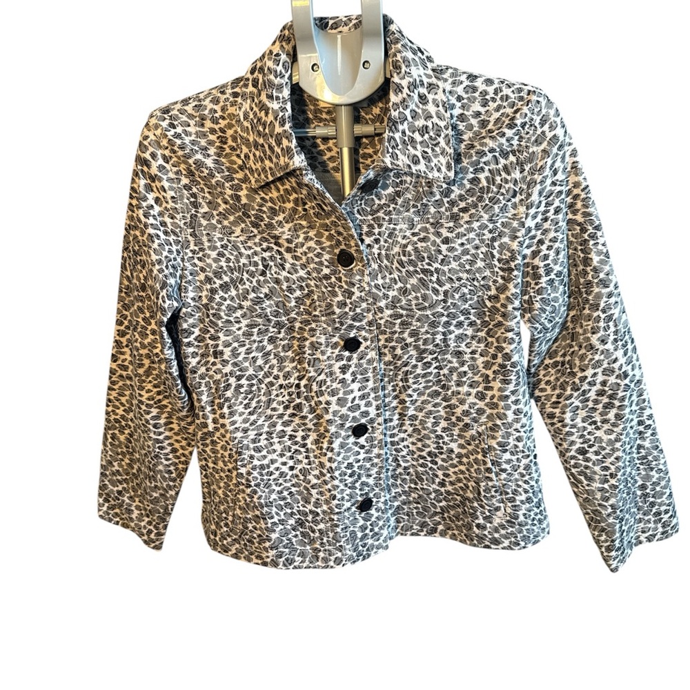 Rebecca Malone Black and White Leopard Print Blazer